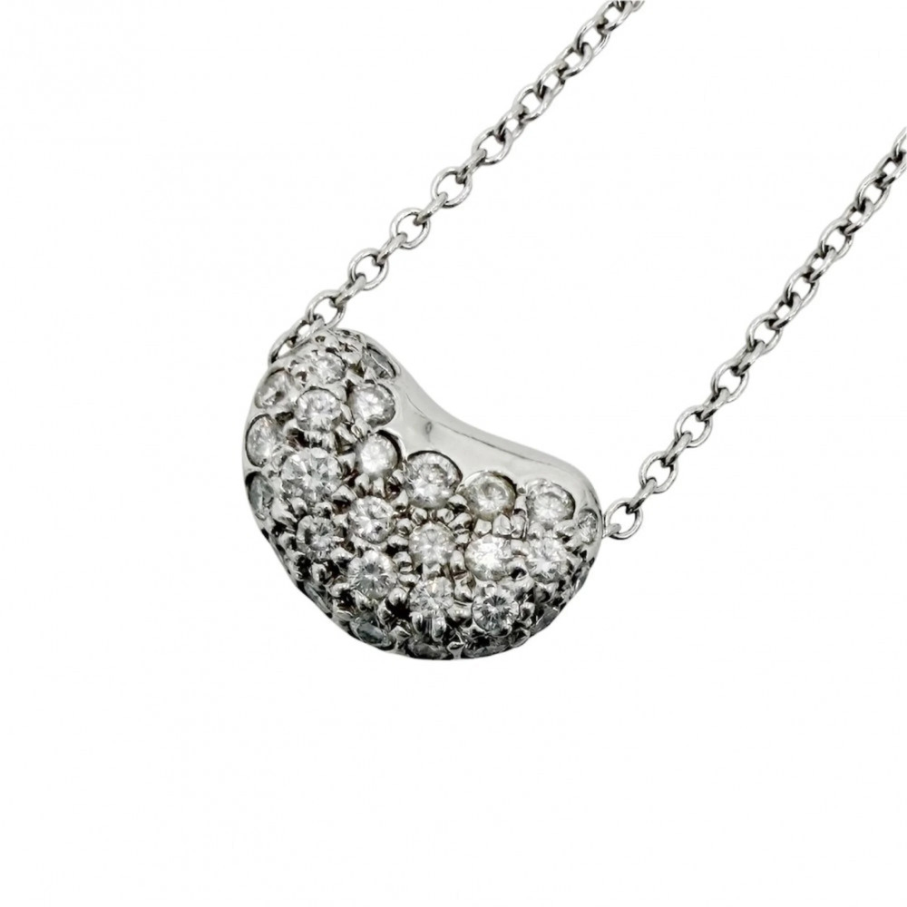 Tiffany Silver Diamond Bean Necklace